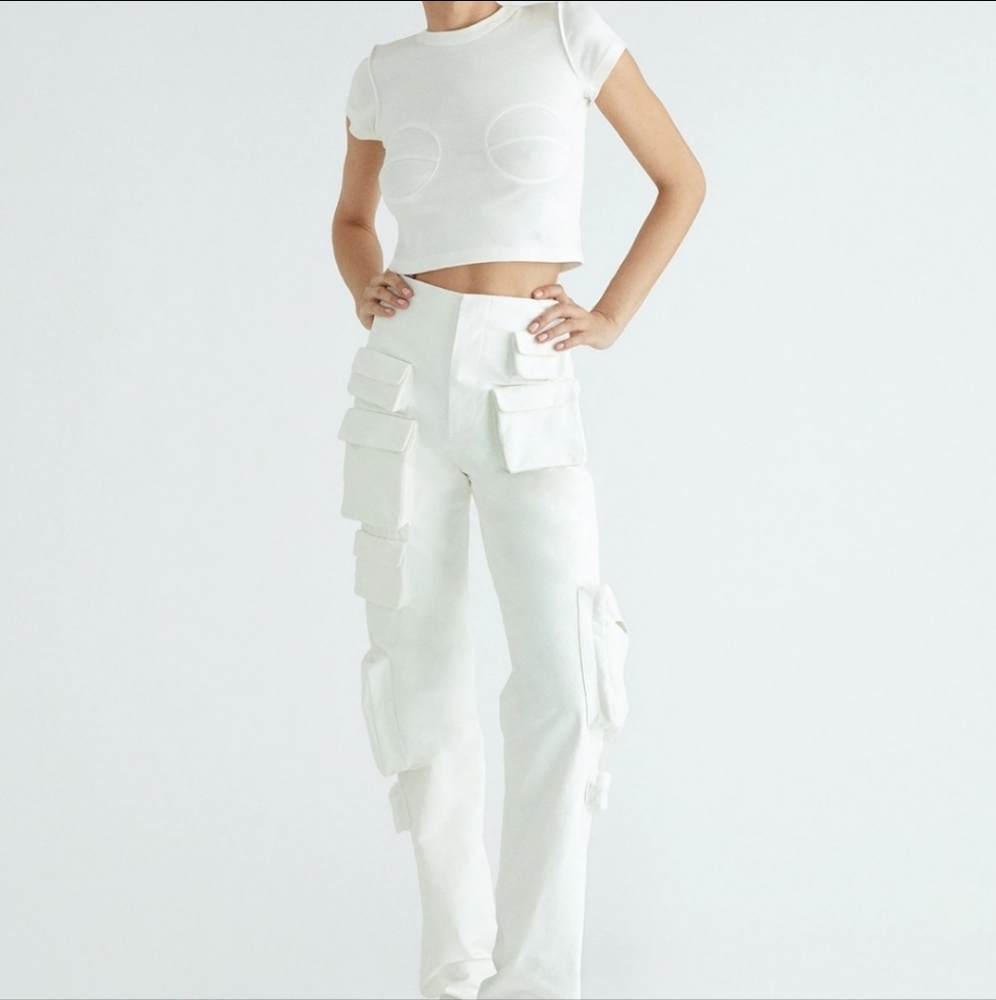 HP 🎉 Orseund Iris Pocket Pants Ecru Cargo Small White - Picture 4 of 7